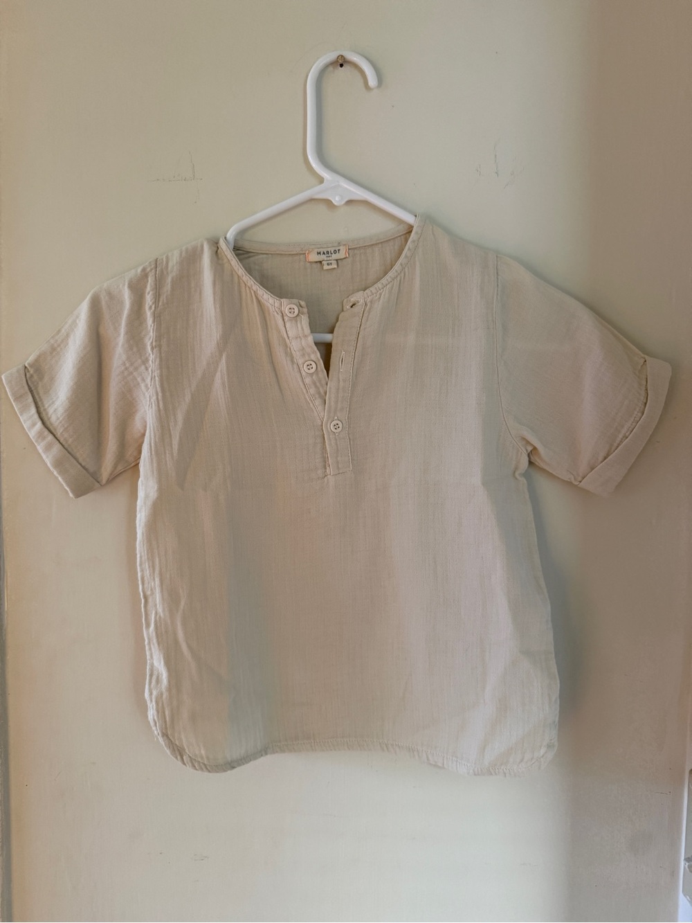 Marlot Paris Beige Henley Shirt | Size 6Y